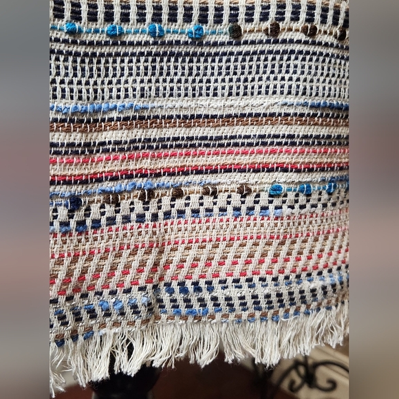 Ann Taylor Loft Multicolored Striped Fringe Hem Skirt With Tweed Texture. Size 4 - Picture 5 of 10